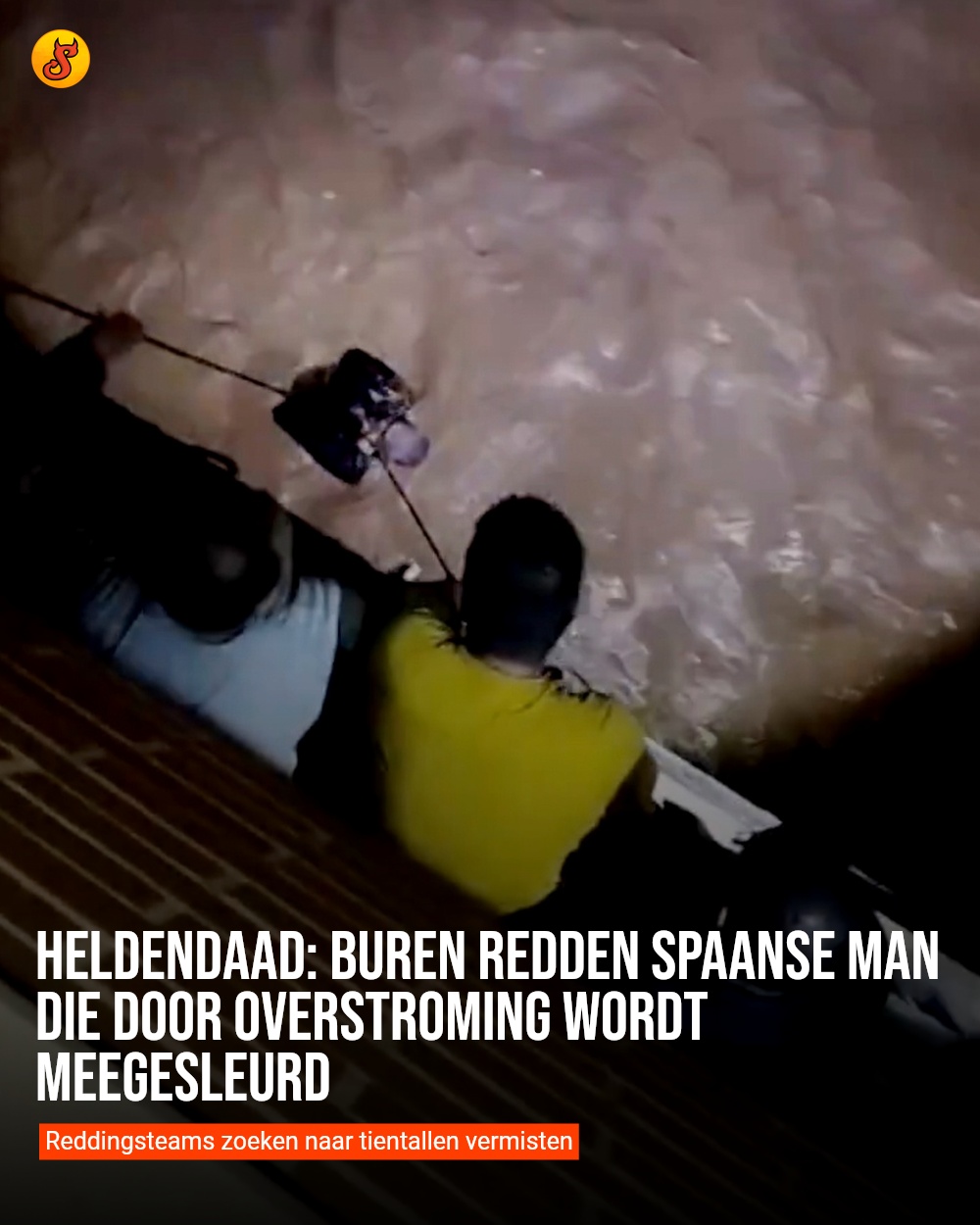 Heldendaad: Buren redden Spaanse man die door overstroming wordt meegesleurd