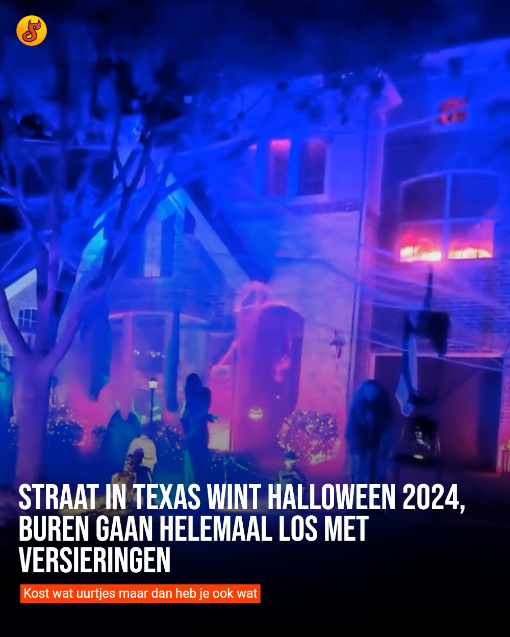 Straat in Texas wint Halloween 2024, buren gaan helemaal los met versieringen