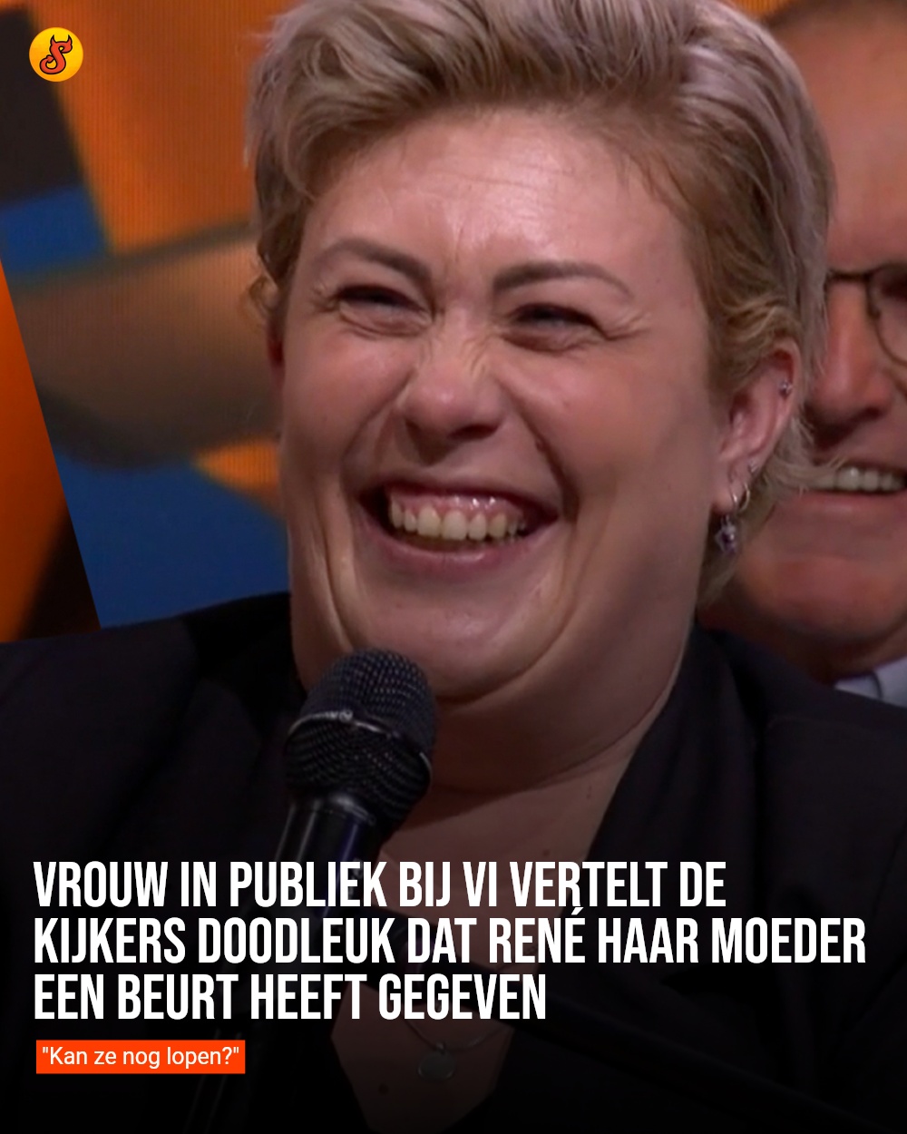 Vrouw in publiek bij VI vertelt de kijkers doodleuk dat René haar moeder een beurt heeft gegeven