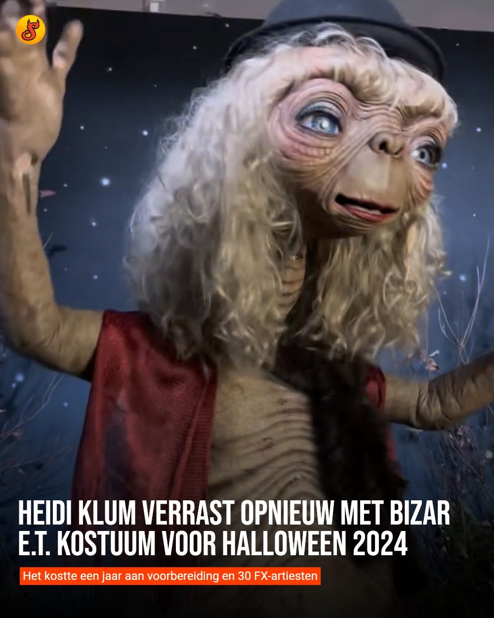 Heidi Klum verrast opnieuw met bizar E.T. kostuum voor Halloween 2024