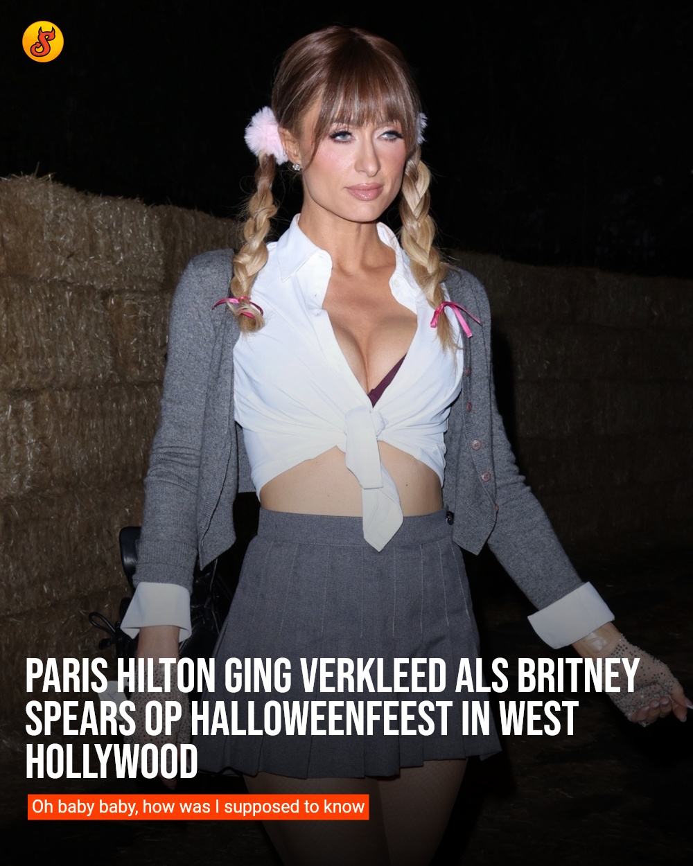 Paris Hilton ging verkleed als Britney Spears op Halloweenfeest in West Hollywood