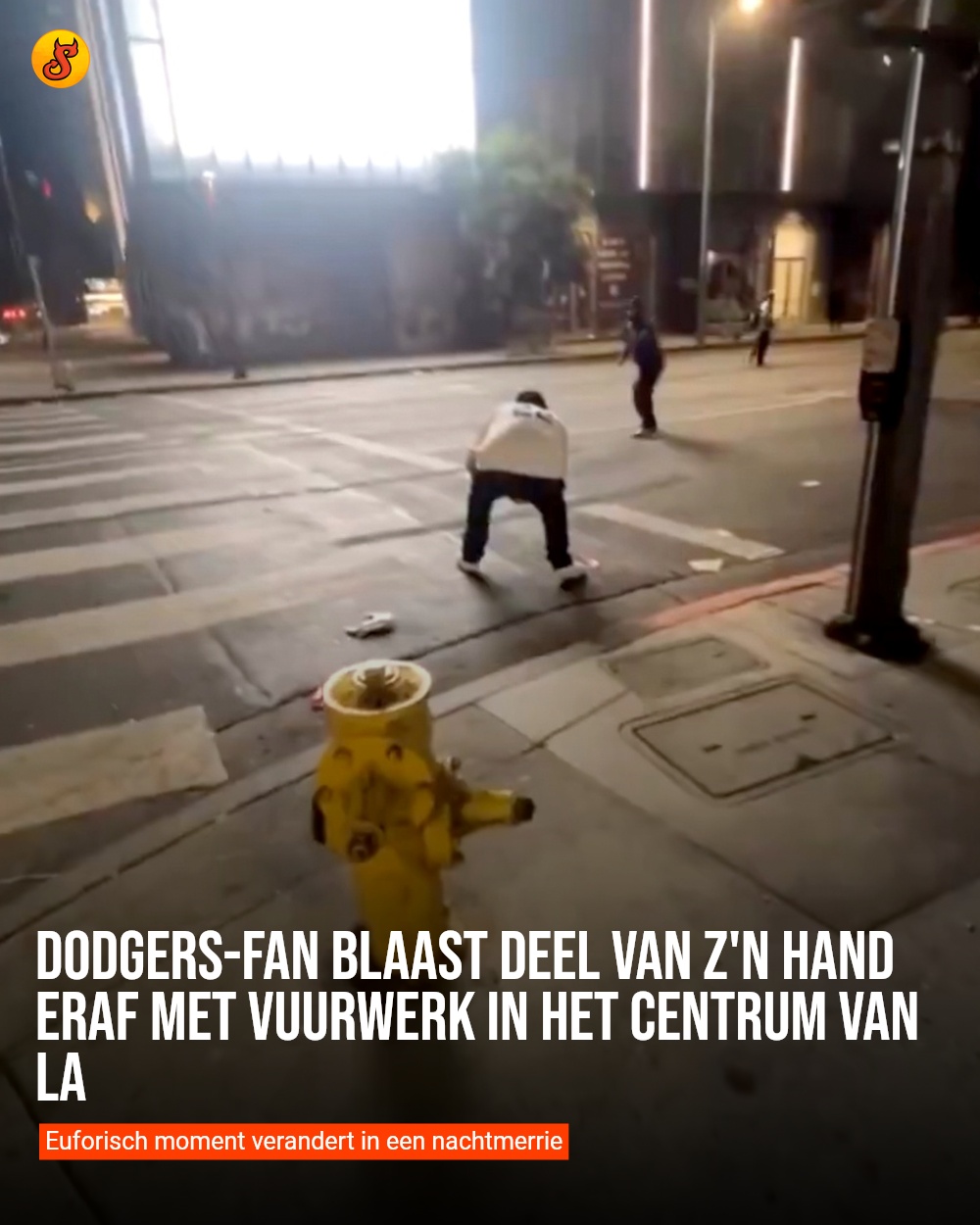 Dodgers-fan blaast deel van z'n hand eraf met vuurwerk in het centrum van LA