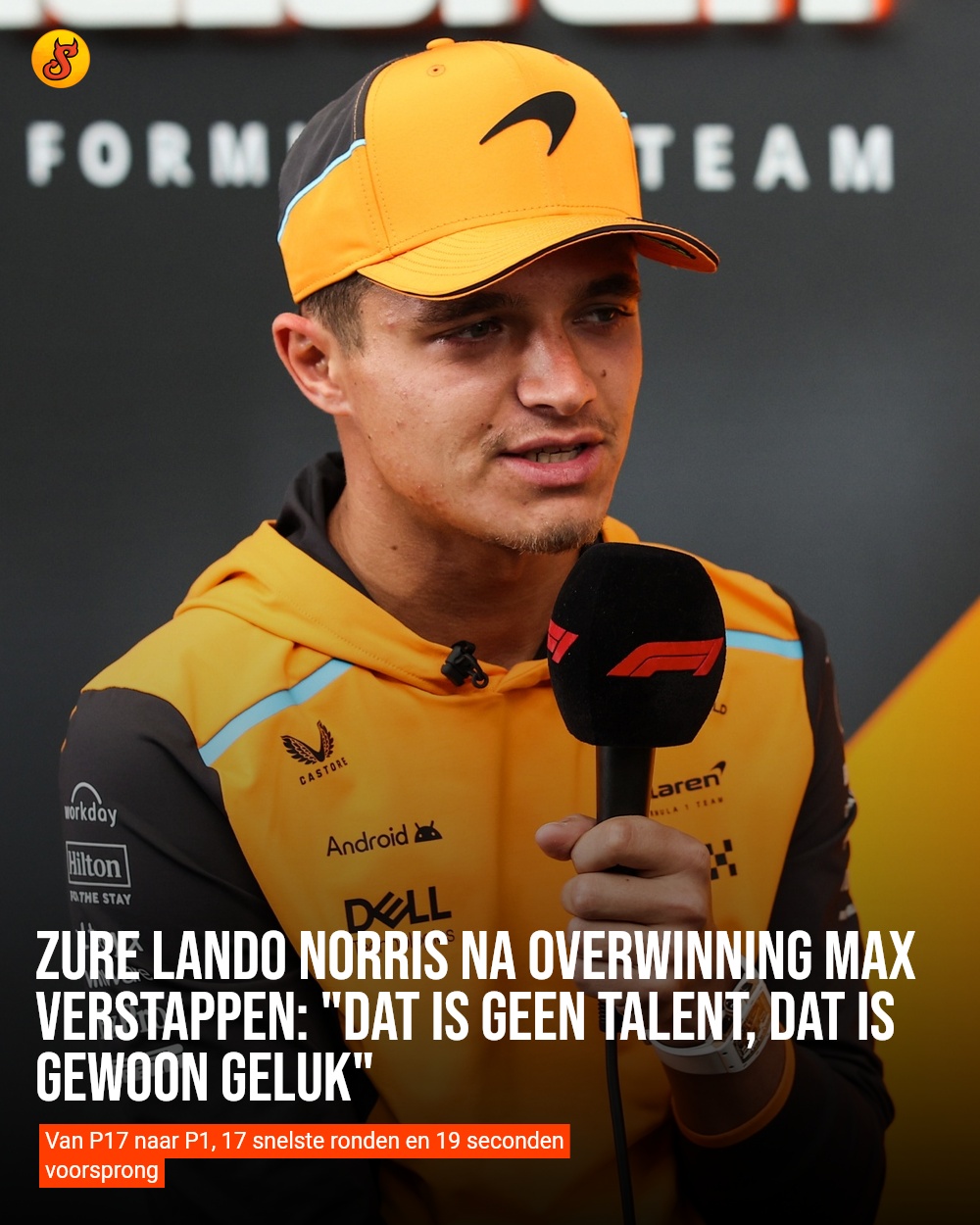 Zure Lando Norris na overwinning Max Verstappen: "Dat is geen talent, dat is gewoon geluk"