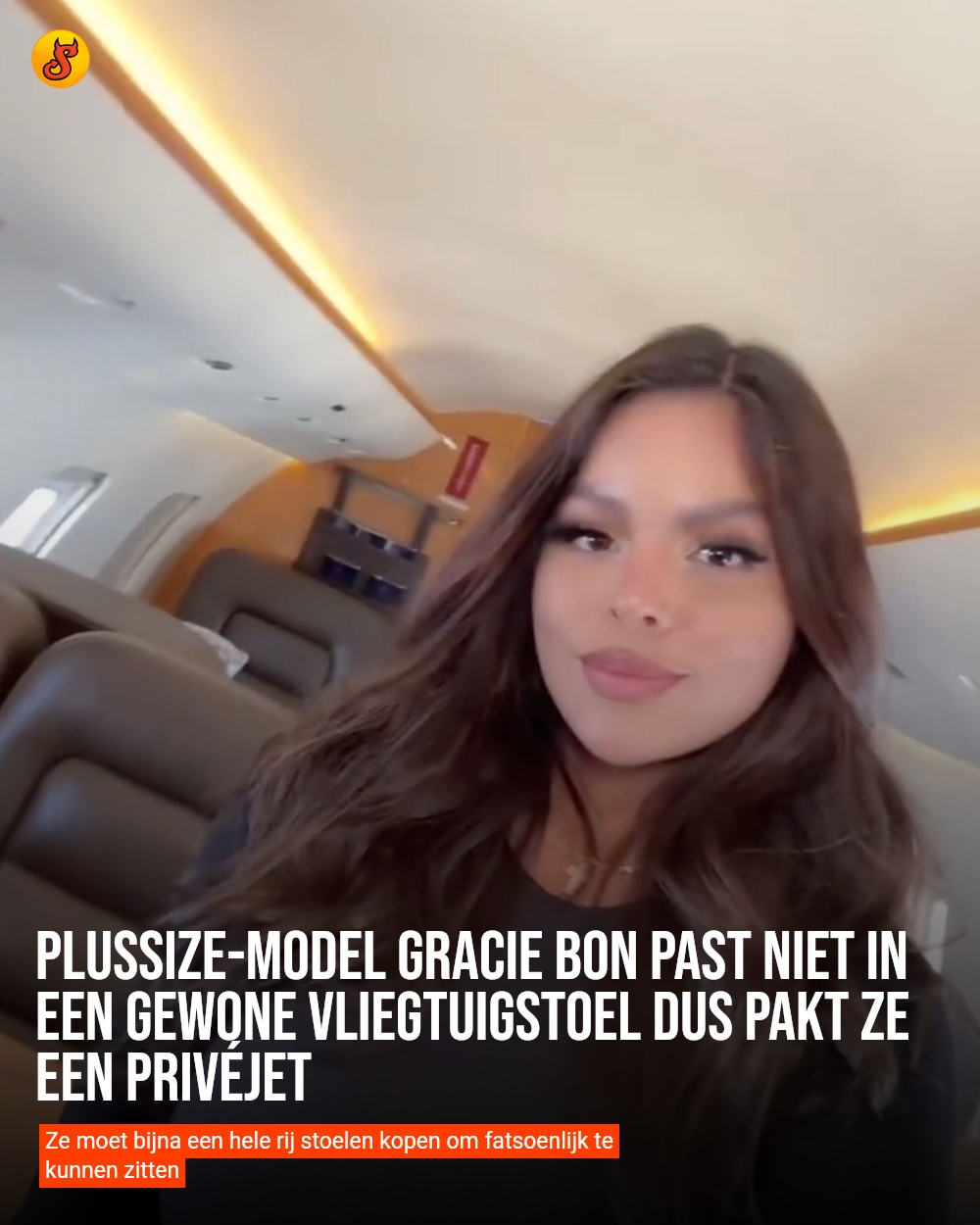 Plussize-model Gracie Bon past niet in een gewone vliegtuigstoel dus pakt ze een privéjet