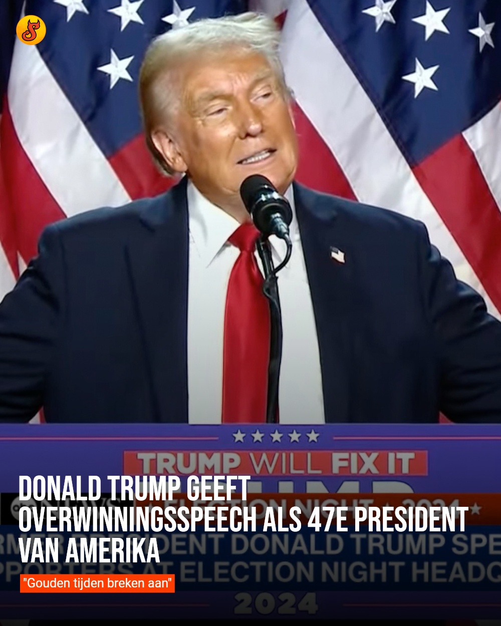 Donald Trump geeft overwinningsspeech als 47e president van Amerika