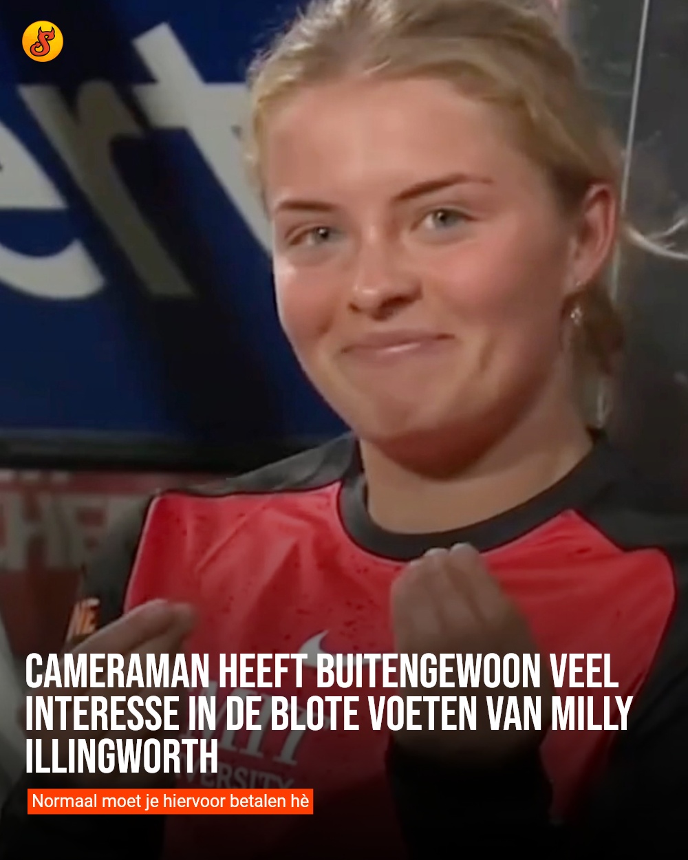 Cameraman heeft buitengewoon veel interesse in de blote voeten van Milly Illingworth