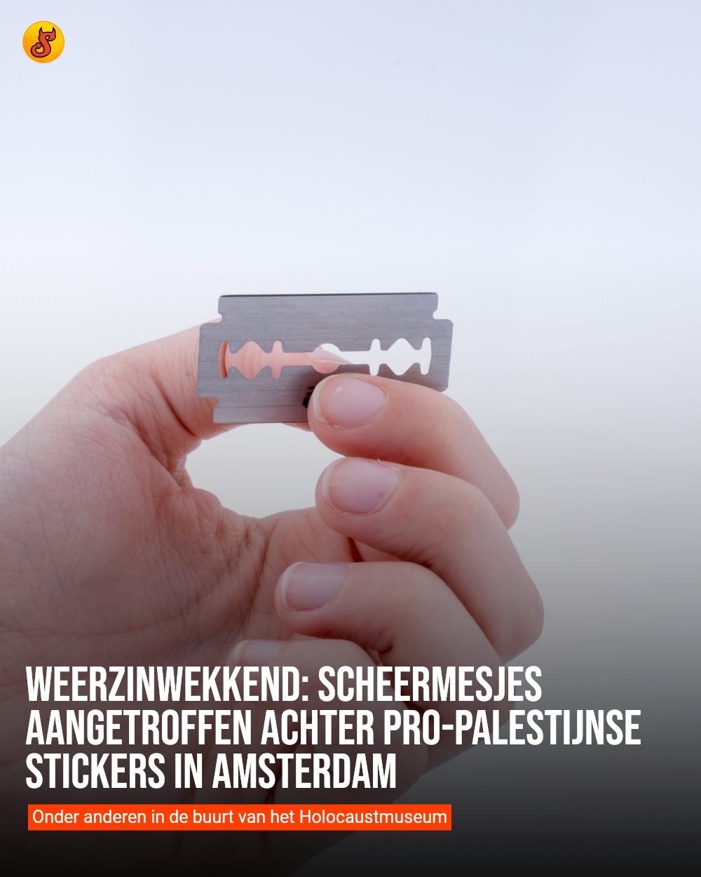 Weerzinwekkend: Scheermesjes aangetroffen achter pro-Palestijnse stickers in Amsterdam