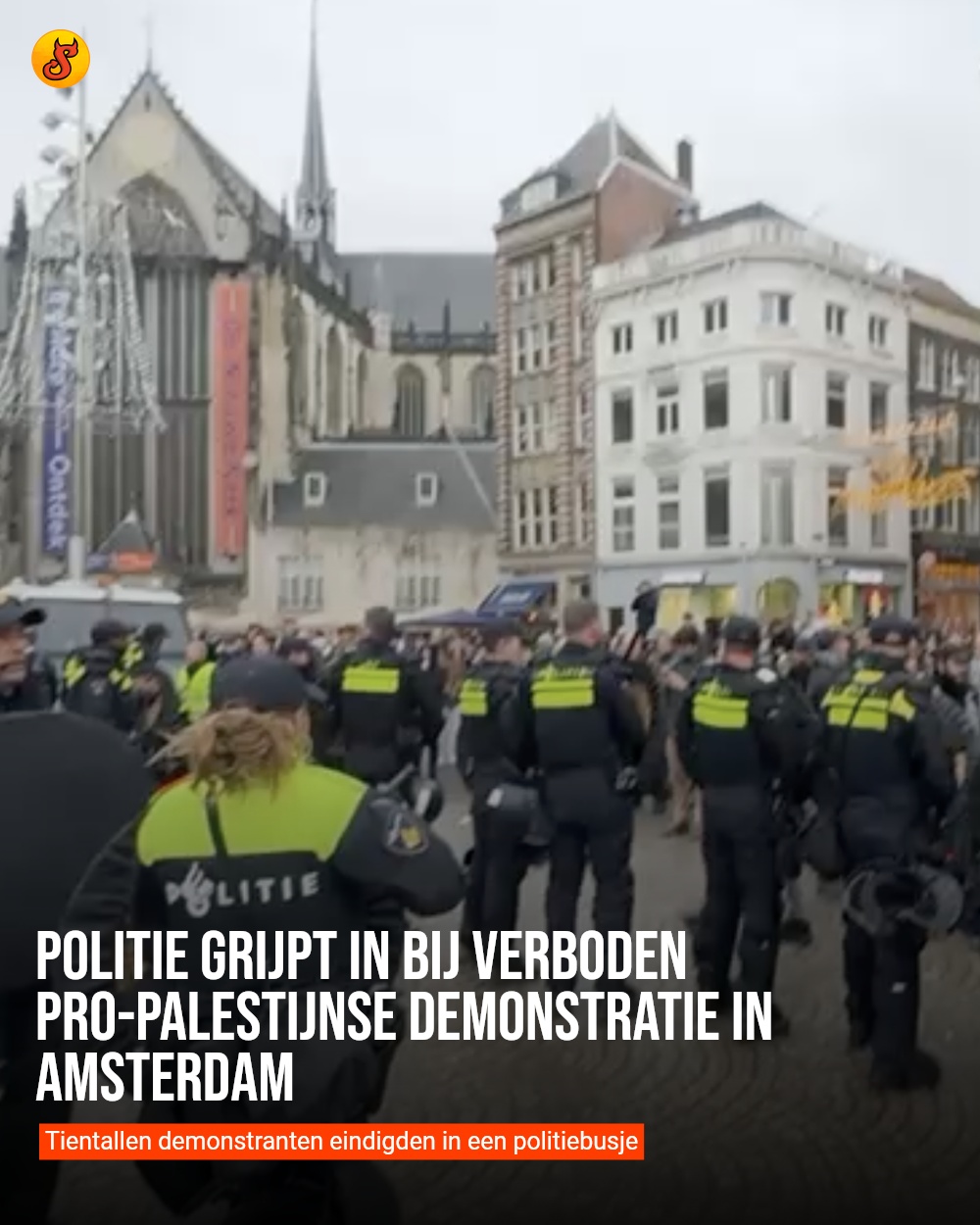 Politie grijpt in bij verboden pro-Palestijnse demonstratie in Amsterdam