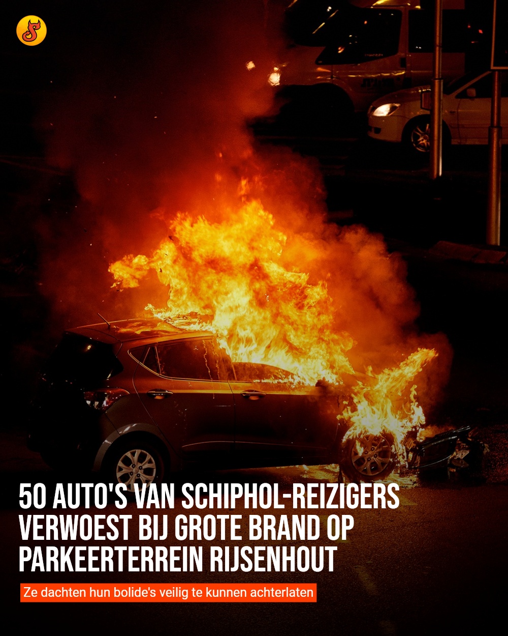 50 auto's van Schiphol-reizigers verwoest bij grote brand op parkeerterrein Rijsenhout