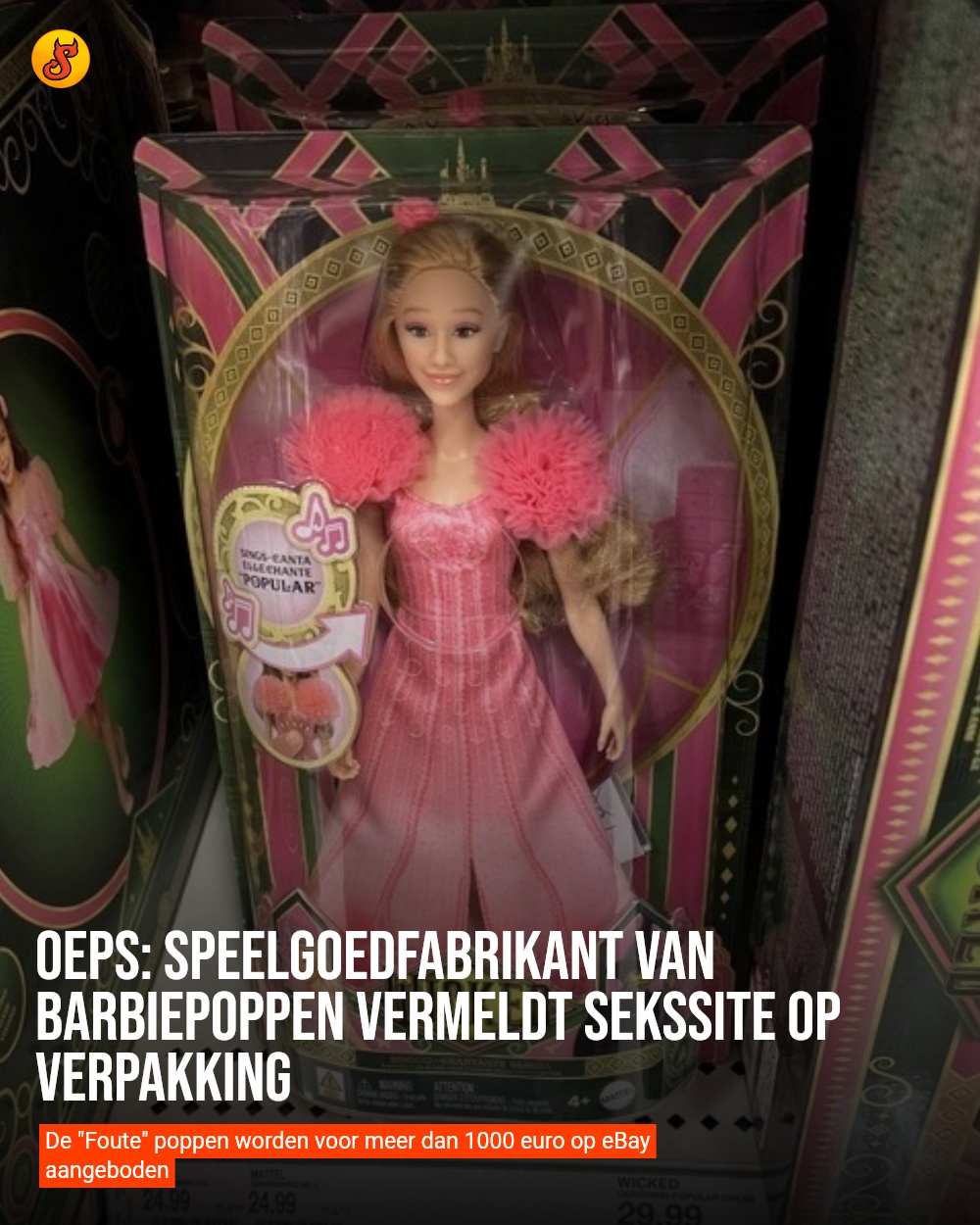 Oeps: Speelgoedfabrikant van barbiepoppen vermeldt sekssite op verpakking