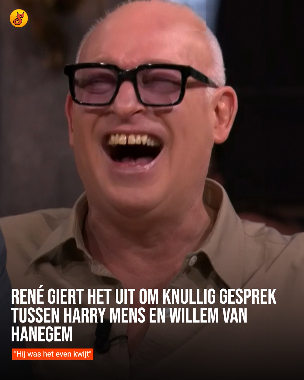 René giert het uit om knullig gesprek tussen Harry Mens en Willem van Hanegem