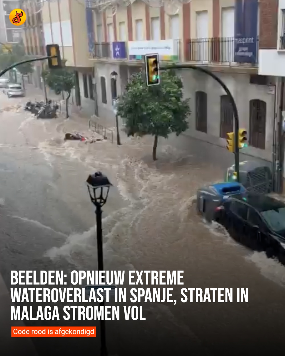 Beelden: Opnieuw extreme wateroverlast in Spanje, straten in Malaga stromen vol