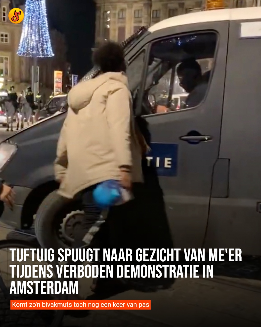 Tuftuig spuugt naar gezicht van ME'er tijdens verboden demonstratie in Amsterdam