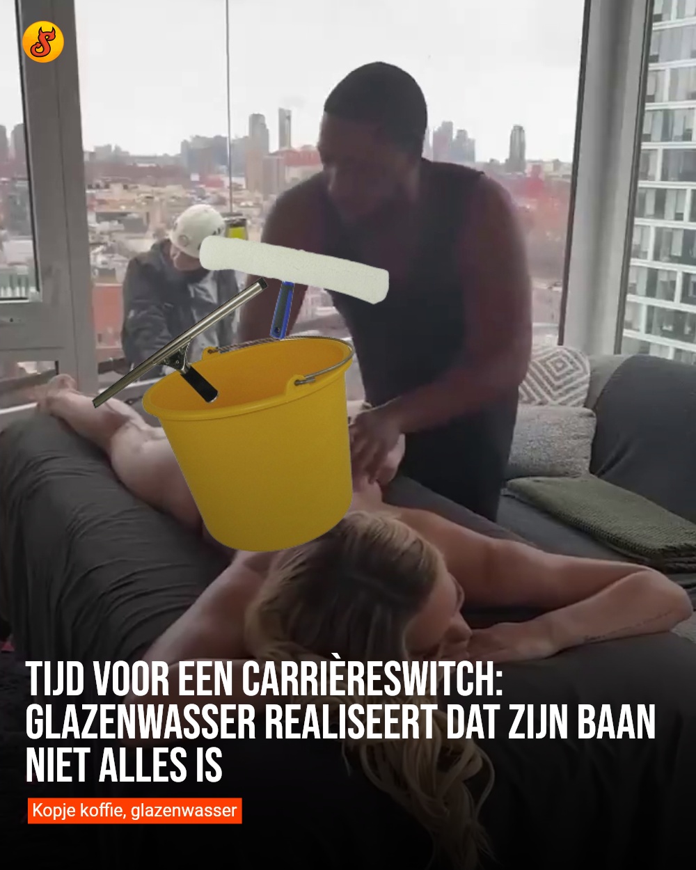 Tijd voor een carrièreswitch: Glazenwasser realiseert dat zijn baan niet alles is