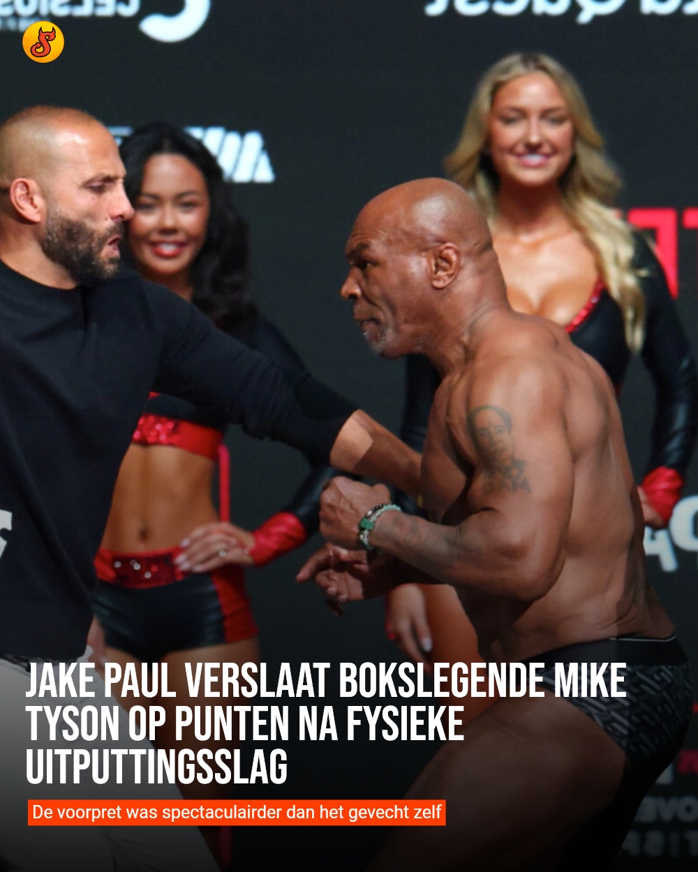 Jake Paul verslaat bokslegende Mike Tyson op punten na fysieke uitputtingsslag