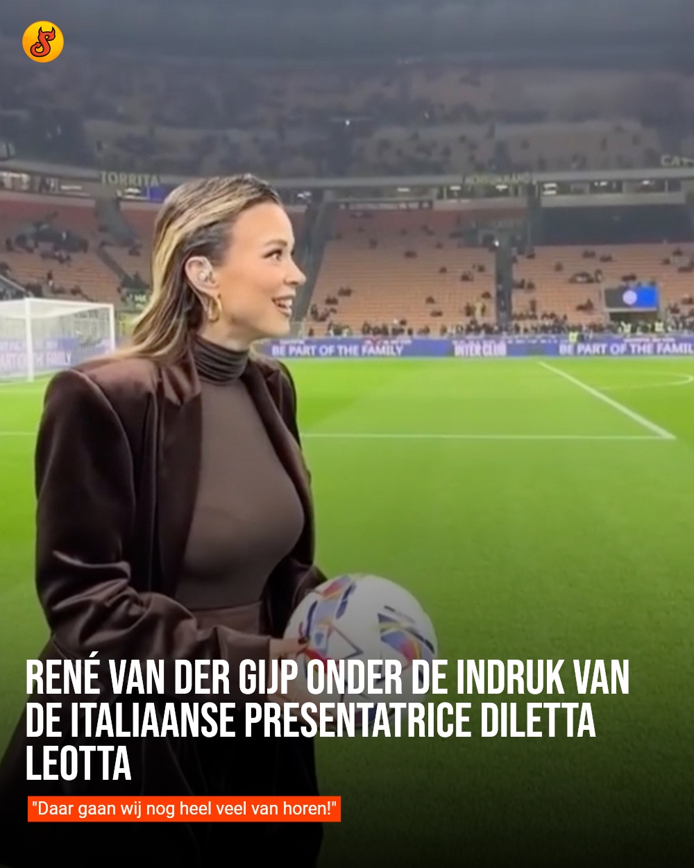 René van der Gijp onder de indruk van de Italiaanse presentatrice Diletta Leotta