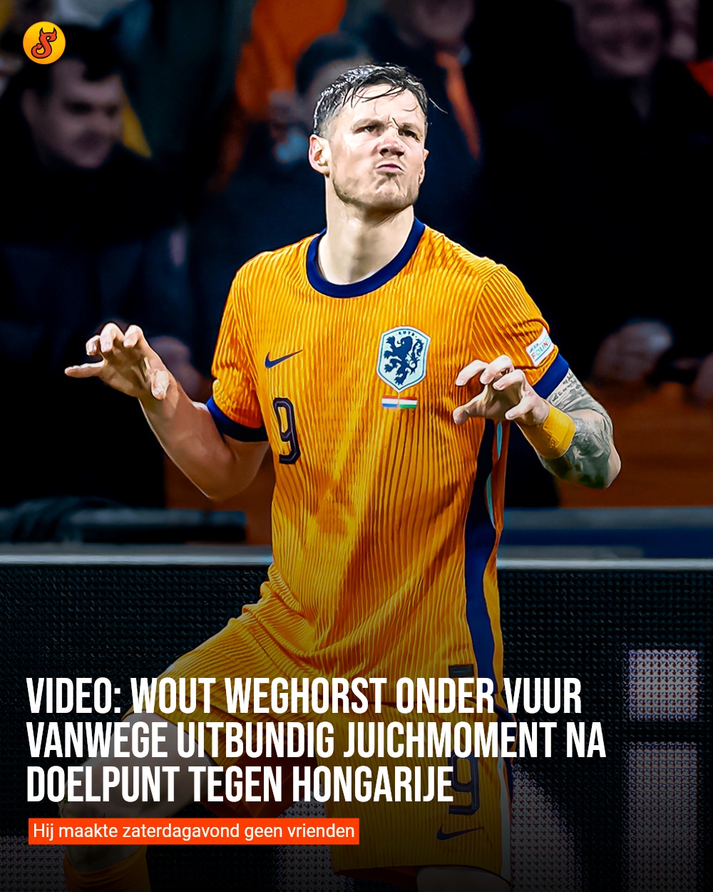 Video: Wout Weghorst onder vuur vanwege uitbundig juichmoment na doelpunt tegen Hongarije
