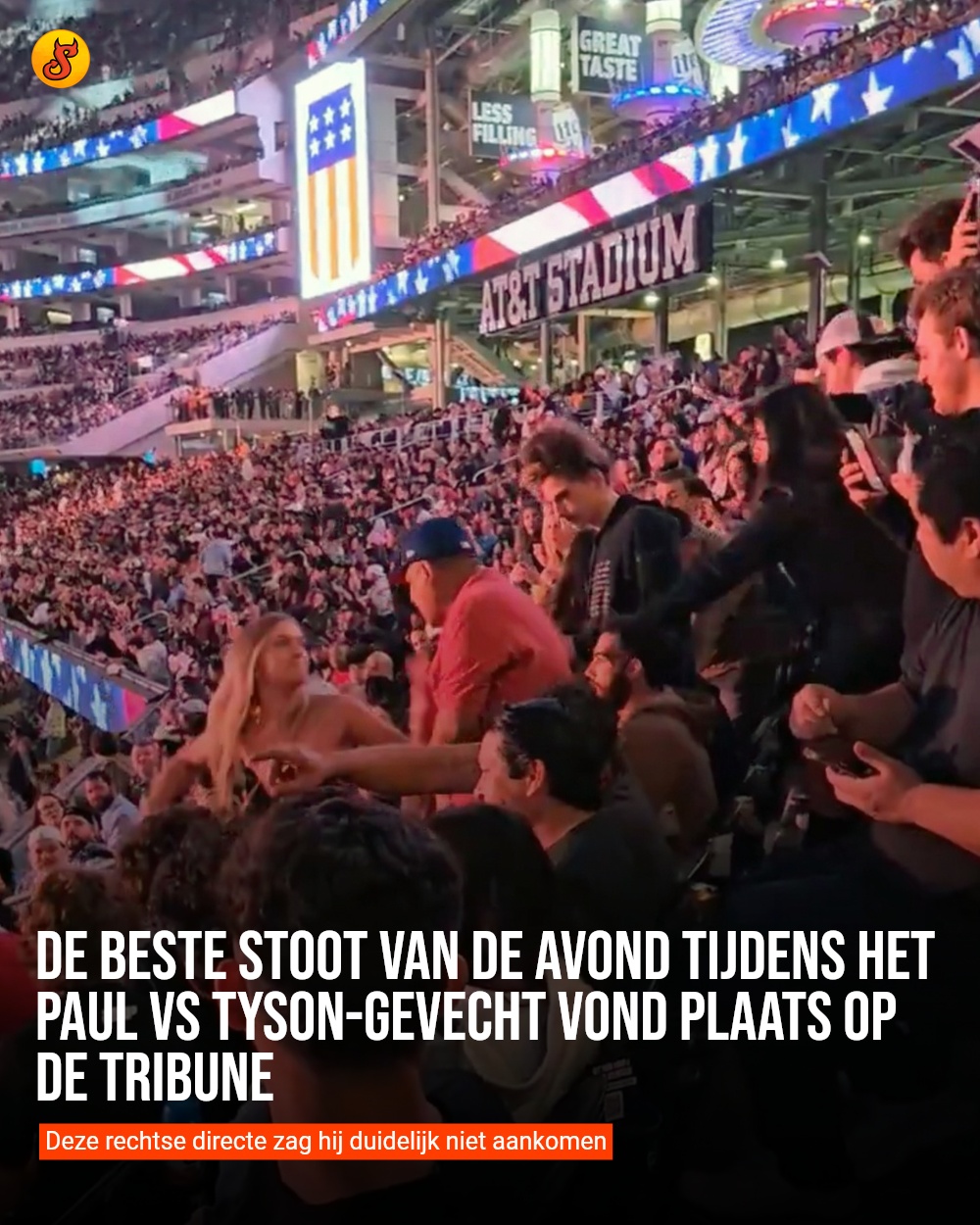 De beste stoot van de avond tijdens het Paul vs Tyson-gevecht vond plaats op de tribune