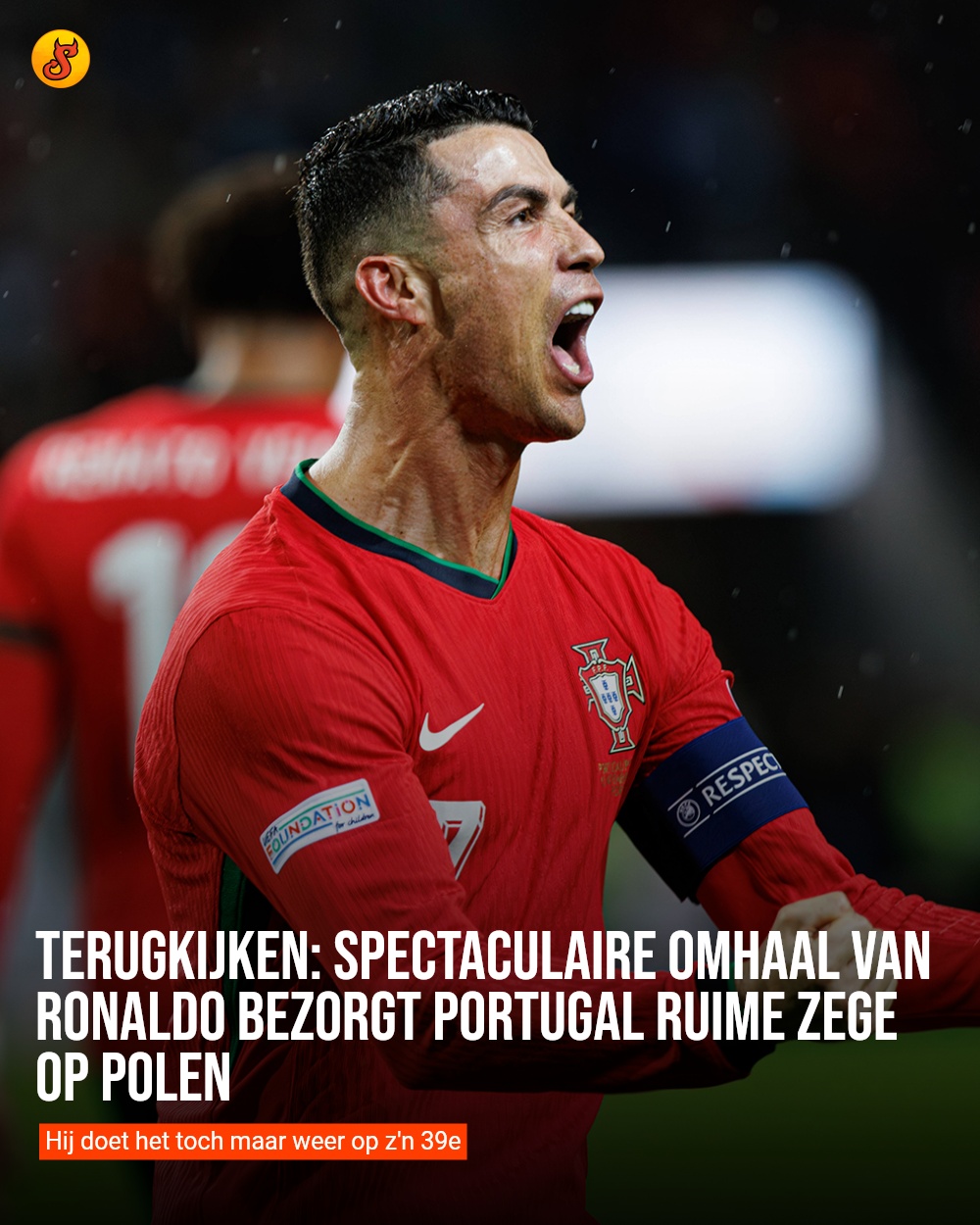 Terugkijken: Spectaculaire omhaal van Ronaldo bezorgt Portugal ruime zege op Polen