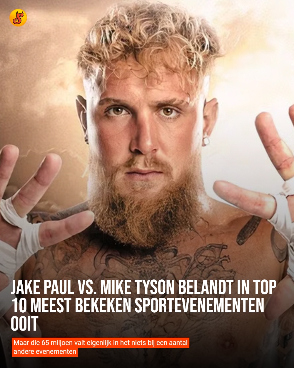 Jake Paul vs. Mike Tyson belandt in top 10 meest bekeken sportevenementen ooit