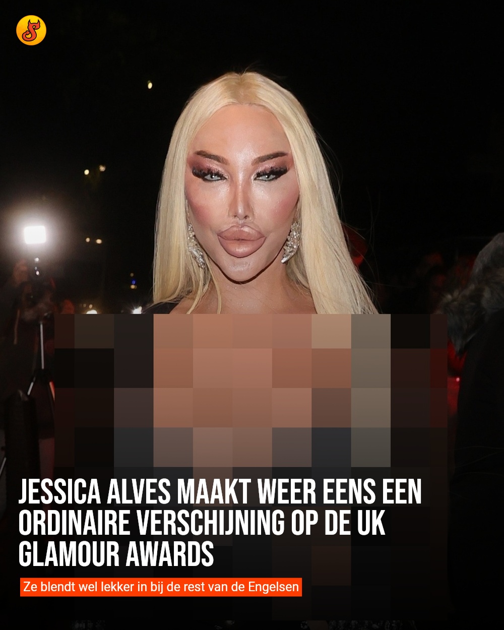 Jessica Alves maakt weer eens een ordinaire verschijning op de UK Glamour Awards