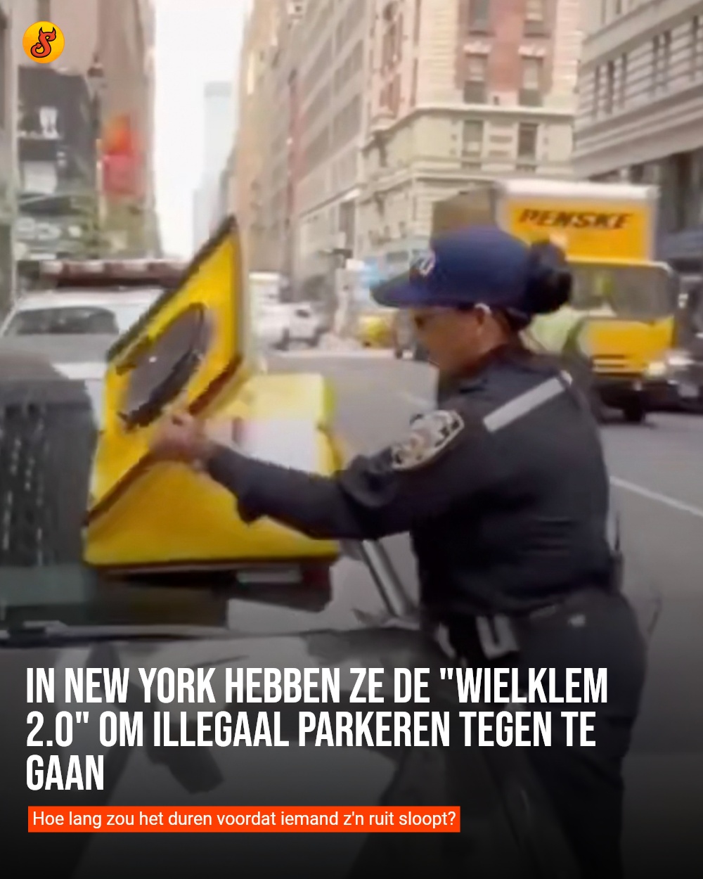 In New York hebben ze de "wielklem 2.0" om illegaal parkeren tegen te gaan