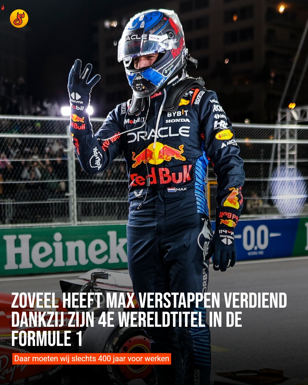 Zoveel heeft Max Verstappen verdiend dankzij zijn 4e wereldtitel in de Formule 1