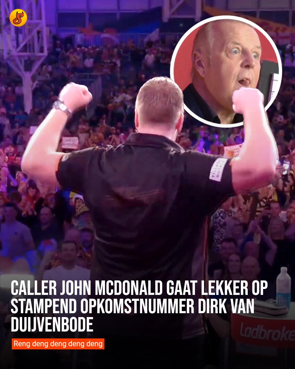 Caller John McDonald gaat lekker op stampend opkomstnummer Dirk van Duijvenbode