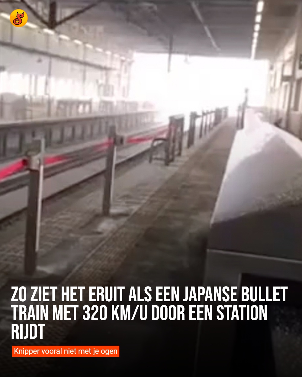 Zo ziet het eruit als een Japanse Bullet Train met 320 km/u door een station rijdt