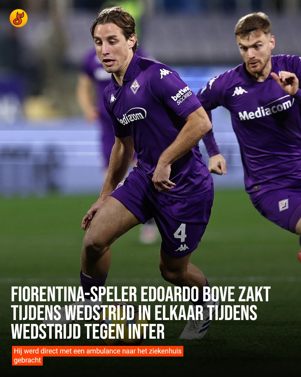 Fiorentina-speler Edoardo Bove zakt tijdens wedstrijd in elkaar tijdens wedstrijd tegen Inter