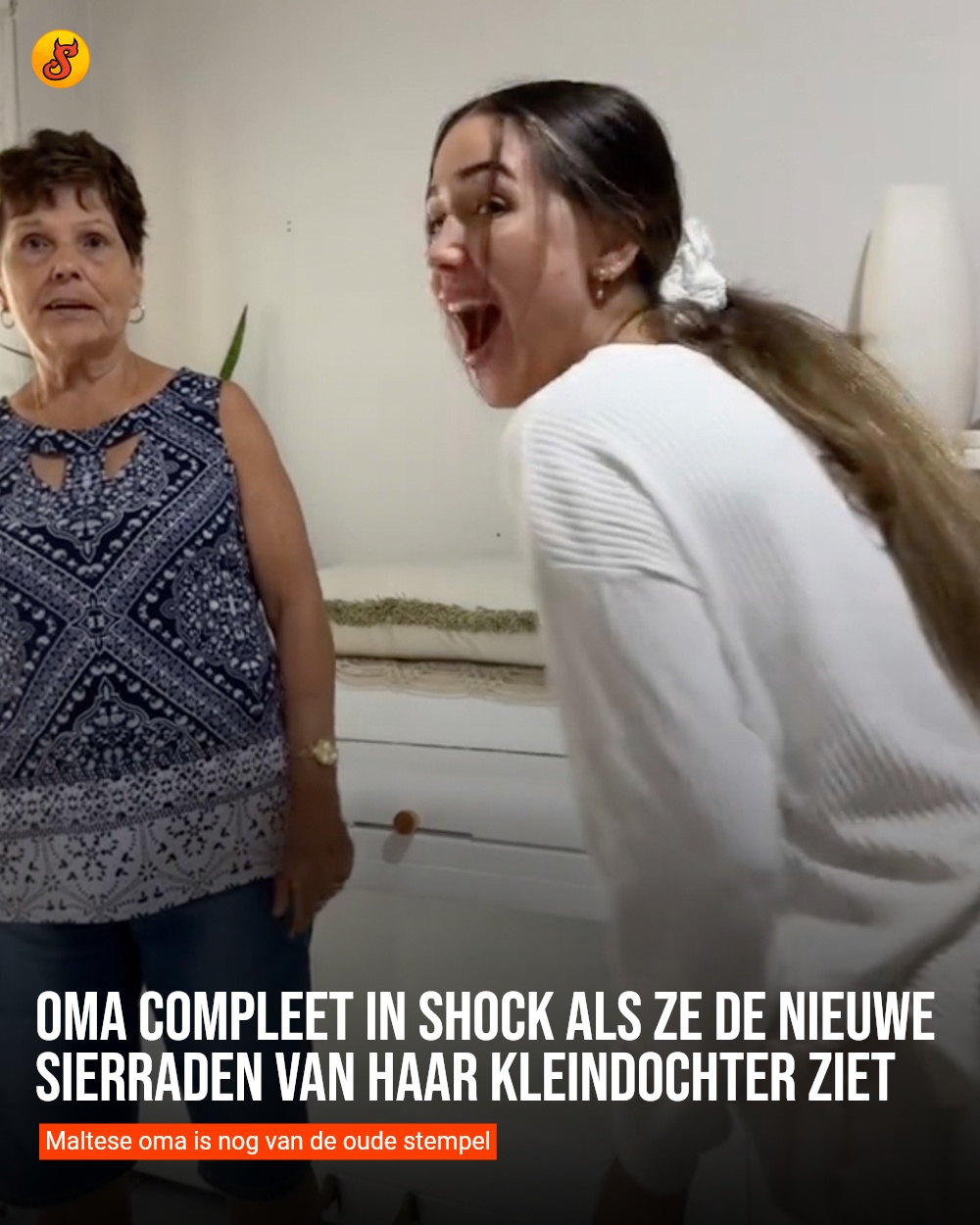 Oma compleet in shock als ze de nieuwe sierraden van haar kleindochter ziet