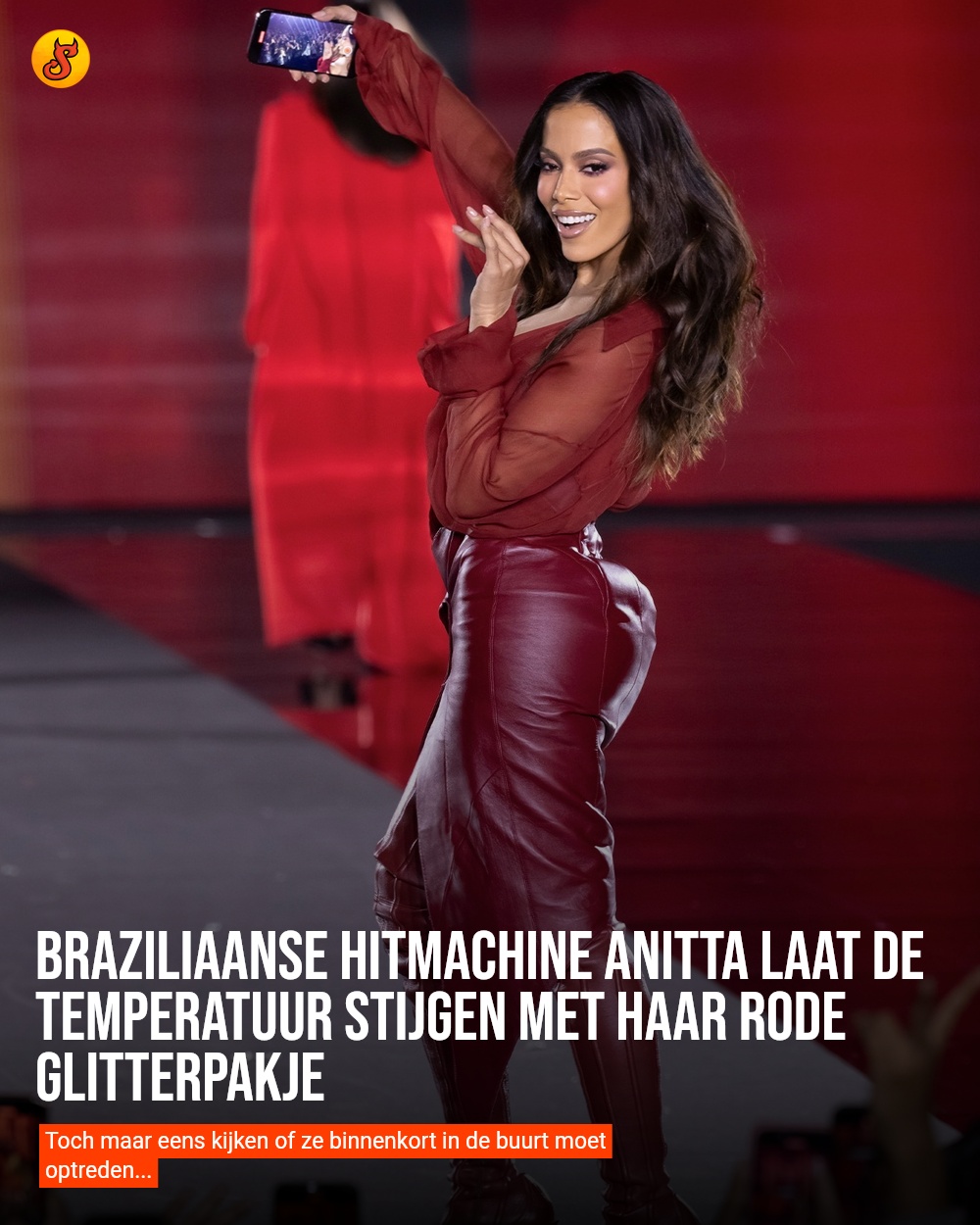 Braziliaanse hitmachine Anitta laat de temperatuur stijgen met haar rode glitterpakje