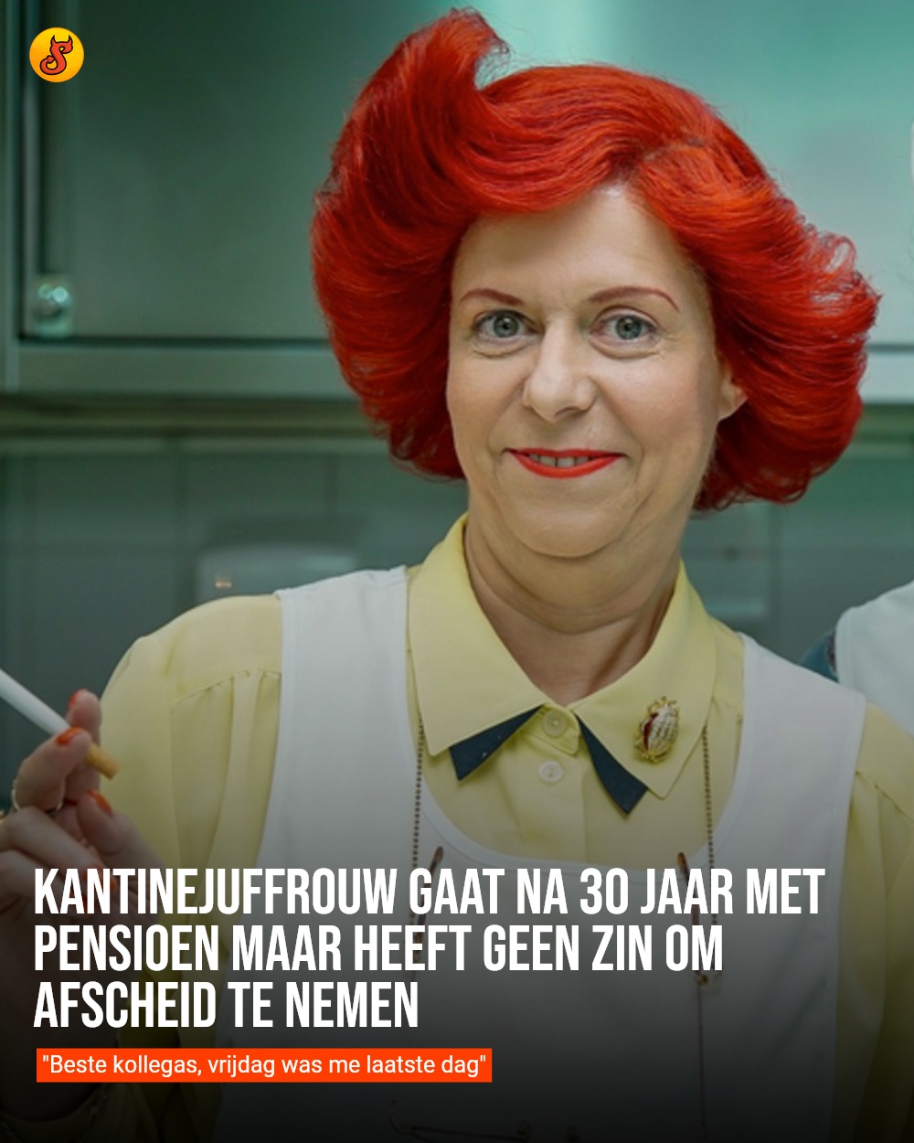 Kantinejuffrouw gaat na 30 jaar met pensioen maar heeft geen zin om afscheid te nemen