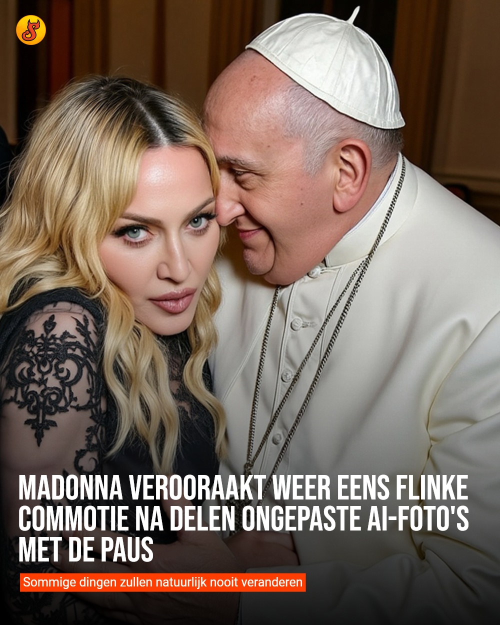 Madonna verooraakt weer eens flinke commotie na delen ongepaste AI-foto's met de paus