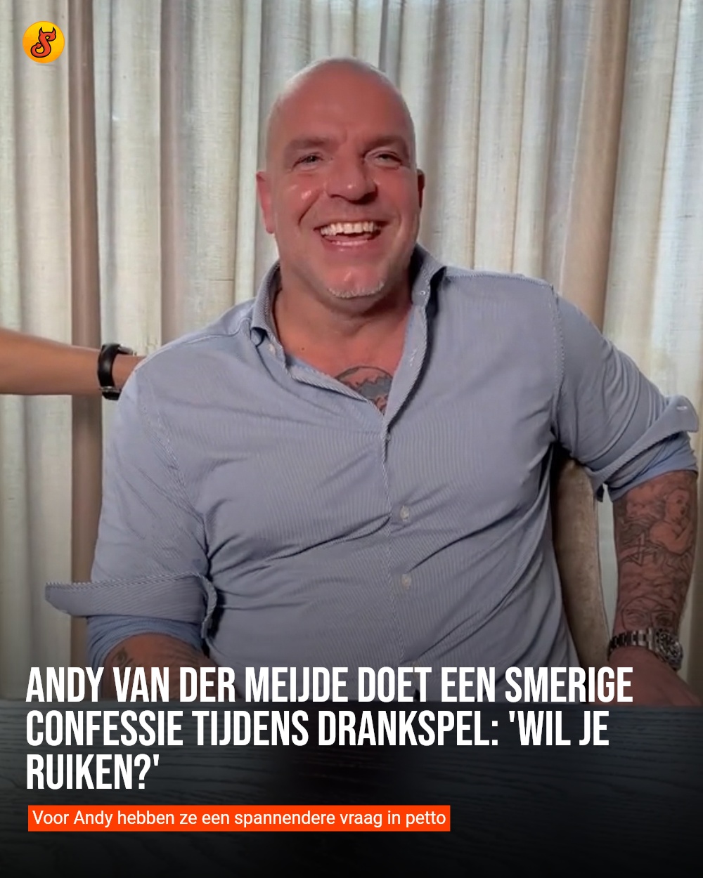 Andy van der Meijde doet een smerige confessie tijdens drankspel: 'Wil je ruiken?'