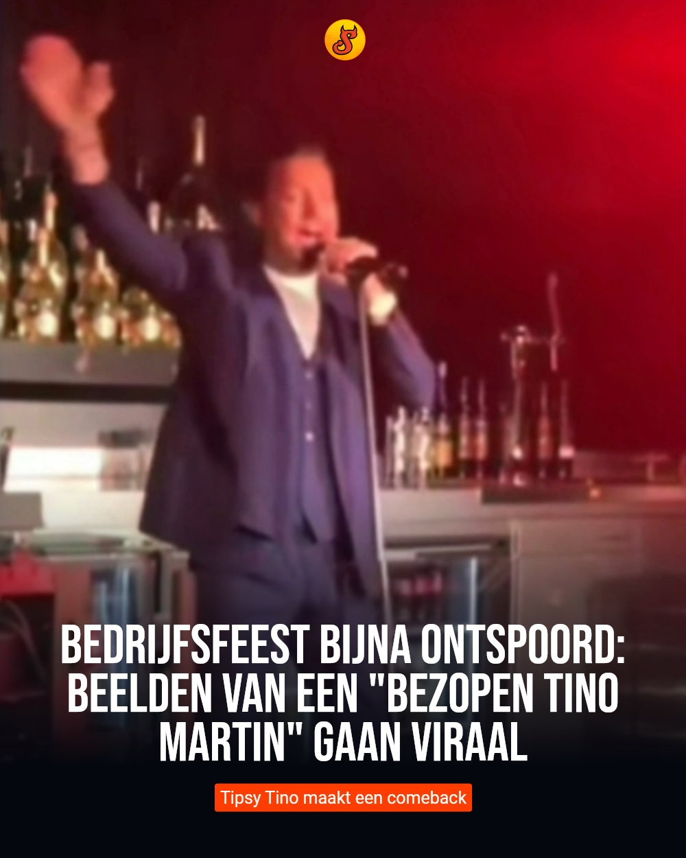 Bedrijfsfeest bijna ontspoord: Beelden van een "bezopen Tino Martin" gaan viraal