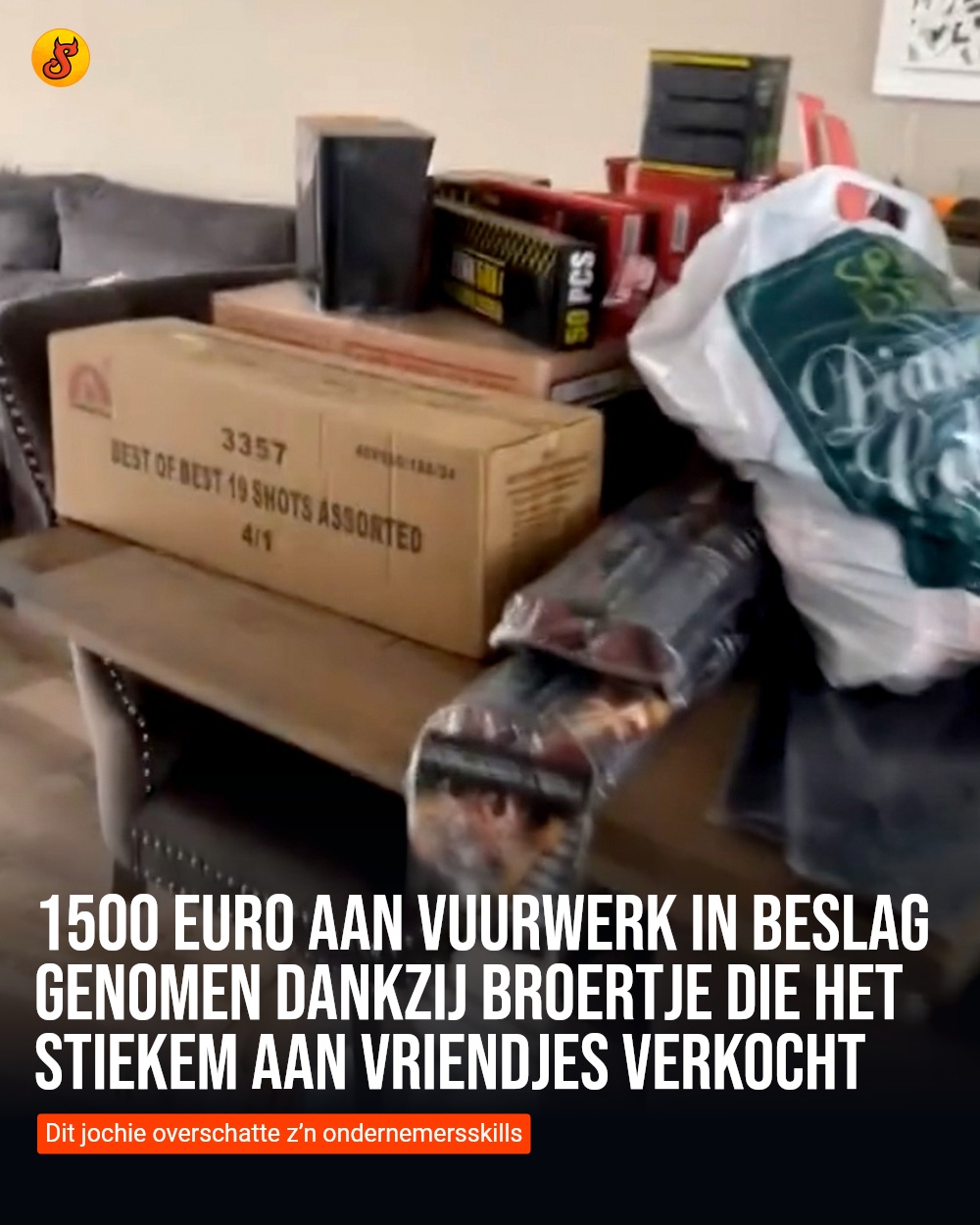 1500 euro aan vuurwerk in beslag genomen dankzij broertje die het stiekem aan vriendjes verkocht