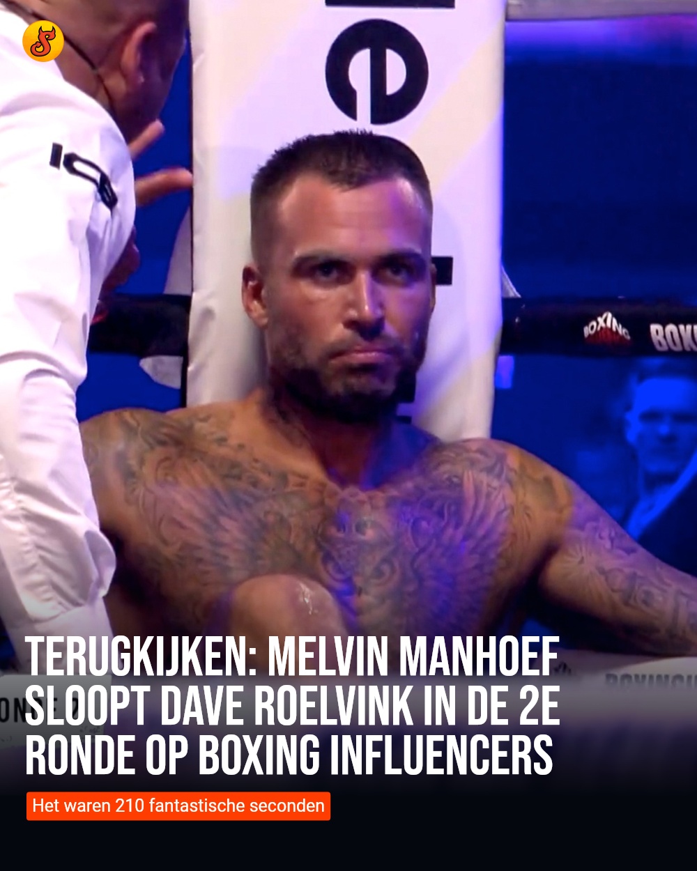 Terugkijken: Melvin Manhoef sloopt Dave Roelvink in de 2e ronde op Boxing Influencers