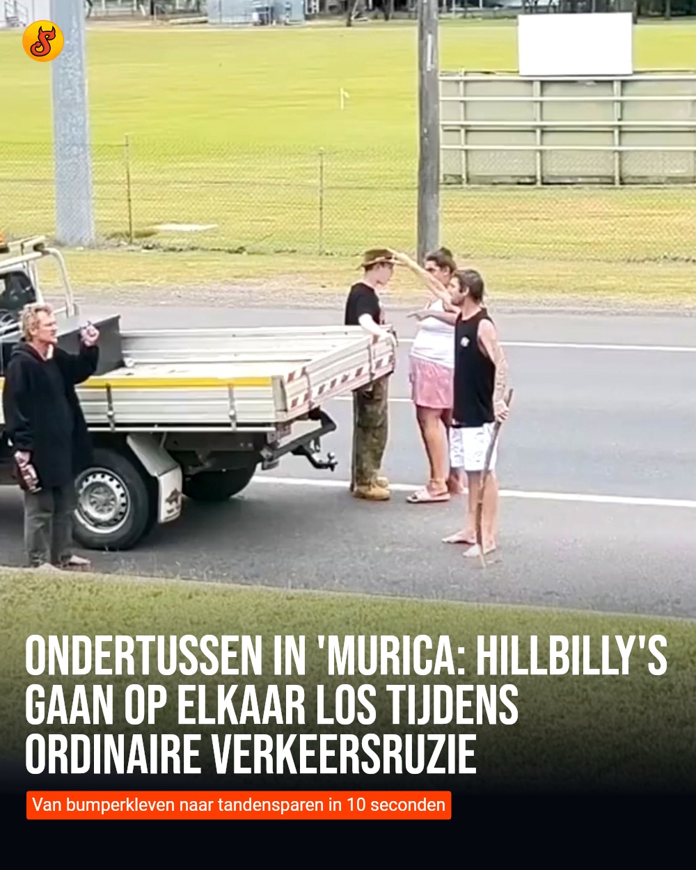 Ondertussen in 'Murica: Hillbilly's gaan op elkaar los tijdens ordinaire verkeersruzie