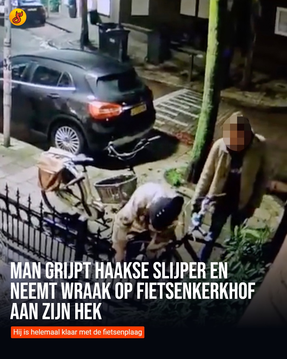 Man grijpt haakse slijper en neemt wraak op fietsenkerkhof aan ZIJN hek