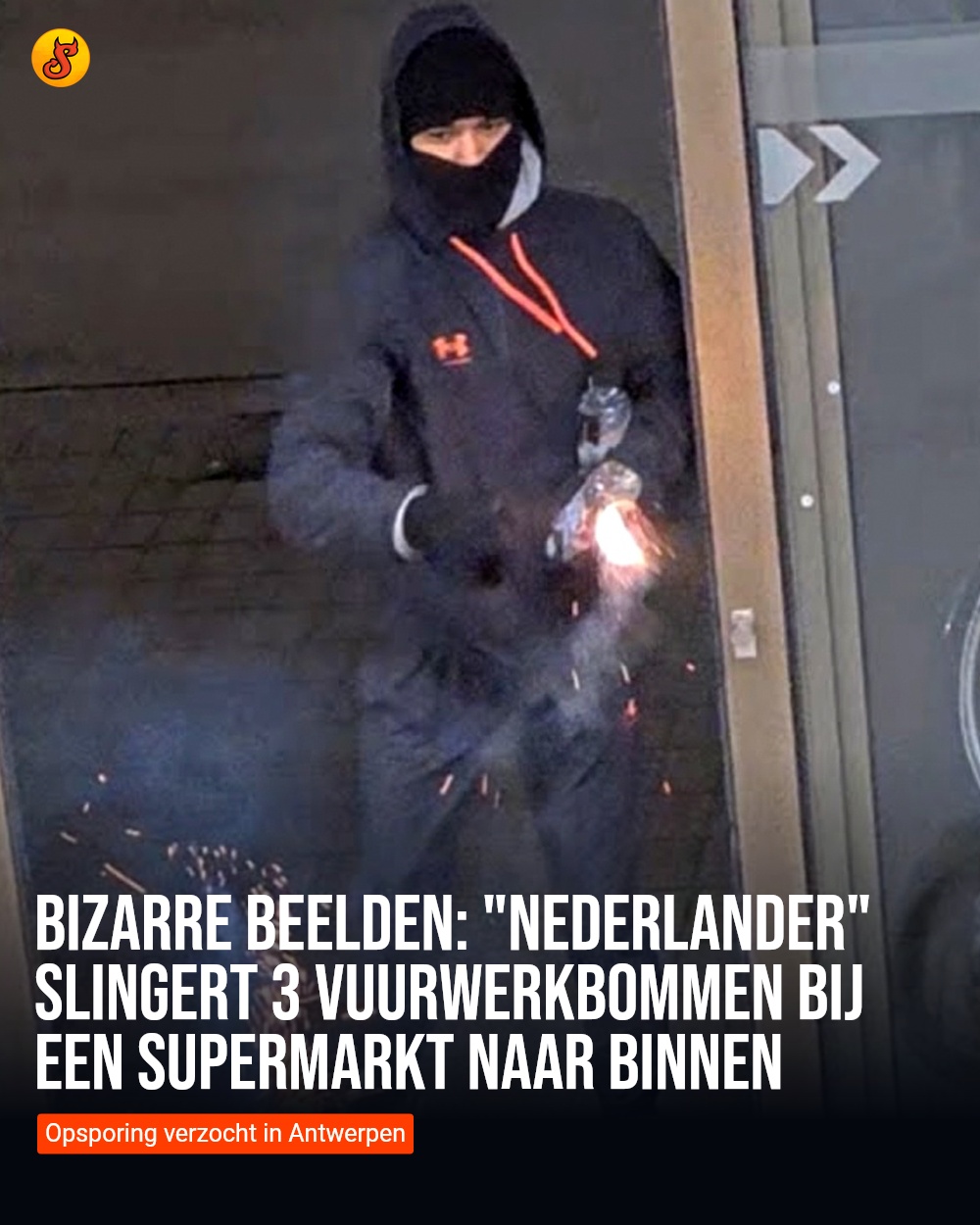 Bizarre beelden: "Nederlander" slingert 3 vuurwerkbommen bij een supermarkt naar binnen