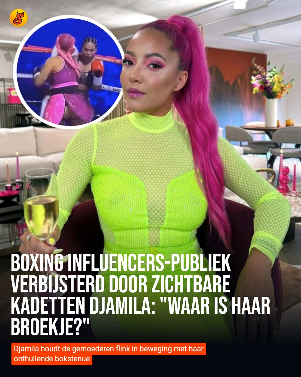 Boxing Influencers-publiek verbijsterd door zichtbare kadetten Djamila: "Waar is haar broekje?"