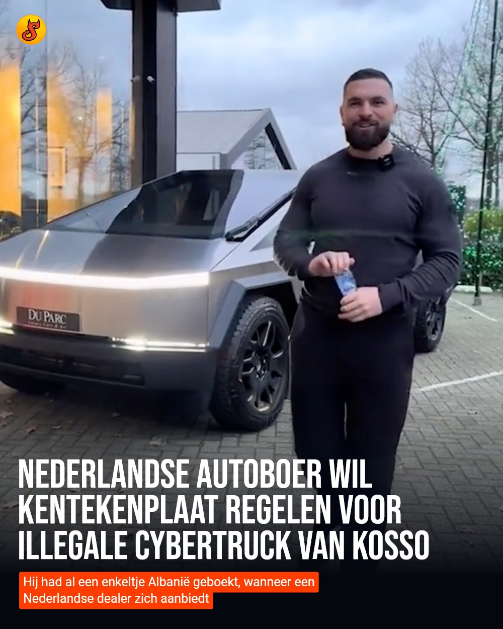 Nederlandse autoboer wil kentekenplaat regelen voor illegale Cybertruck van Kosso