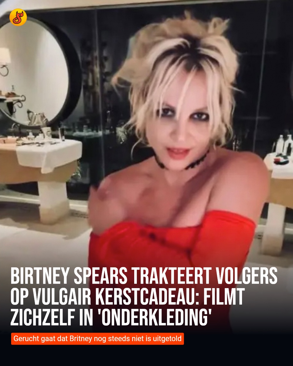 Birtney Spears trakteert volgers op vulgair kerstcadeau: filmt zichzelf in 'onderkleding'