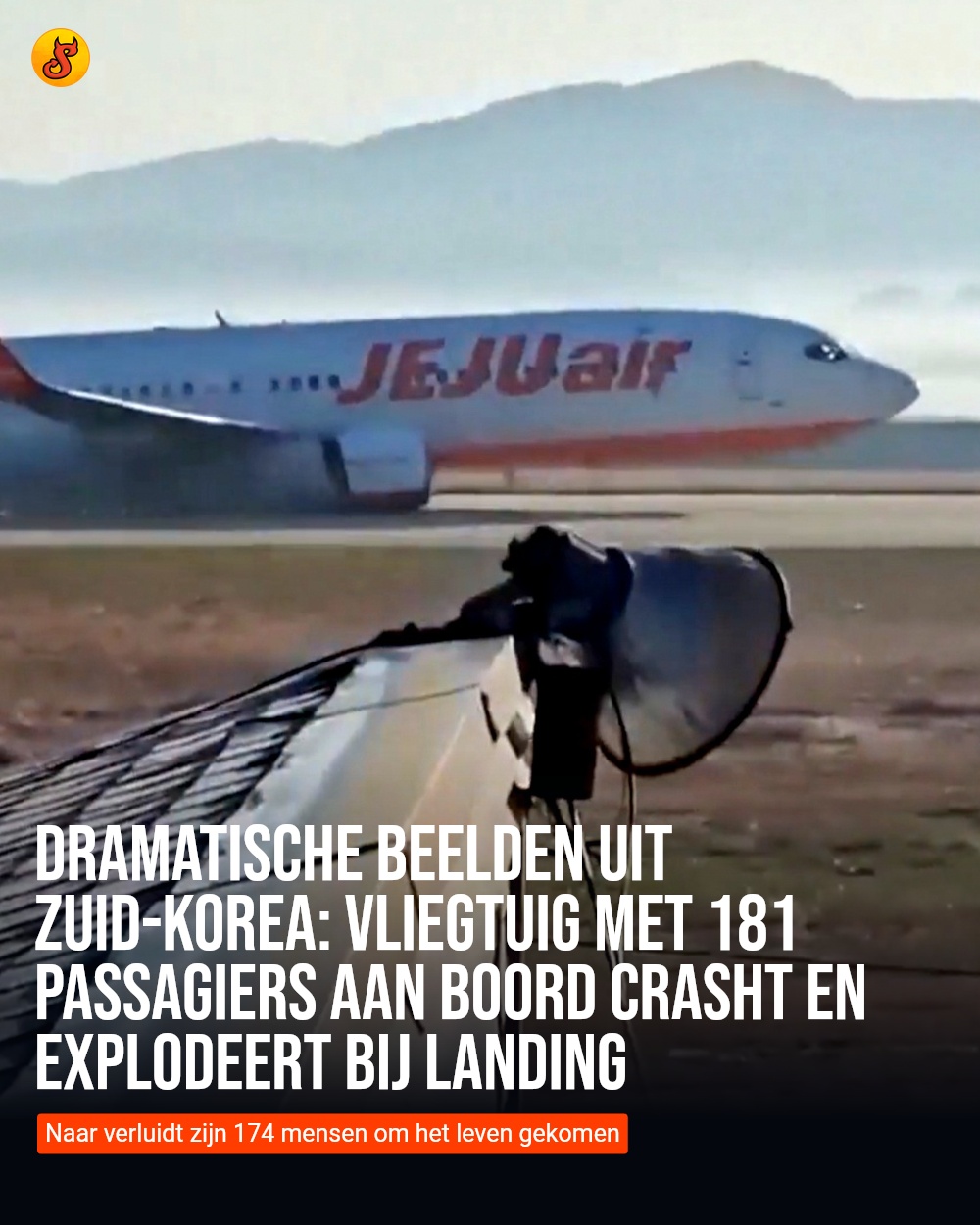 Dramatische beelden uit Zuid-Korea: vliegtuig met 181 passagiers aan boord crasht en explodeert bij landing