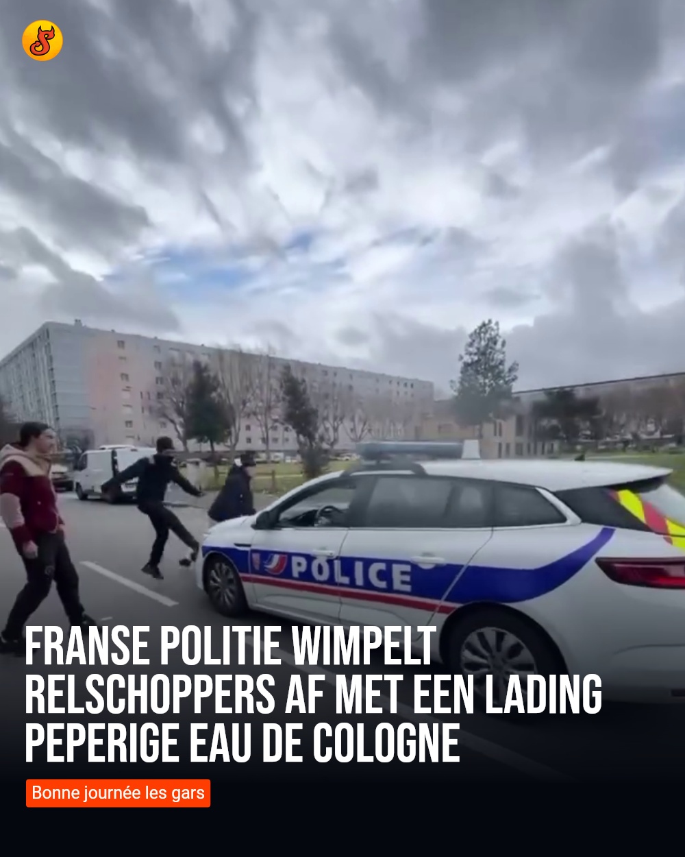 Franse politie wimpelt relschoppers af met een lading peperige eau de cologne