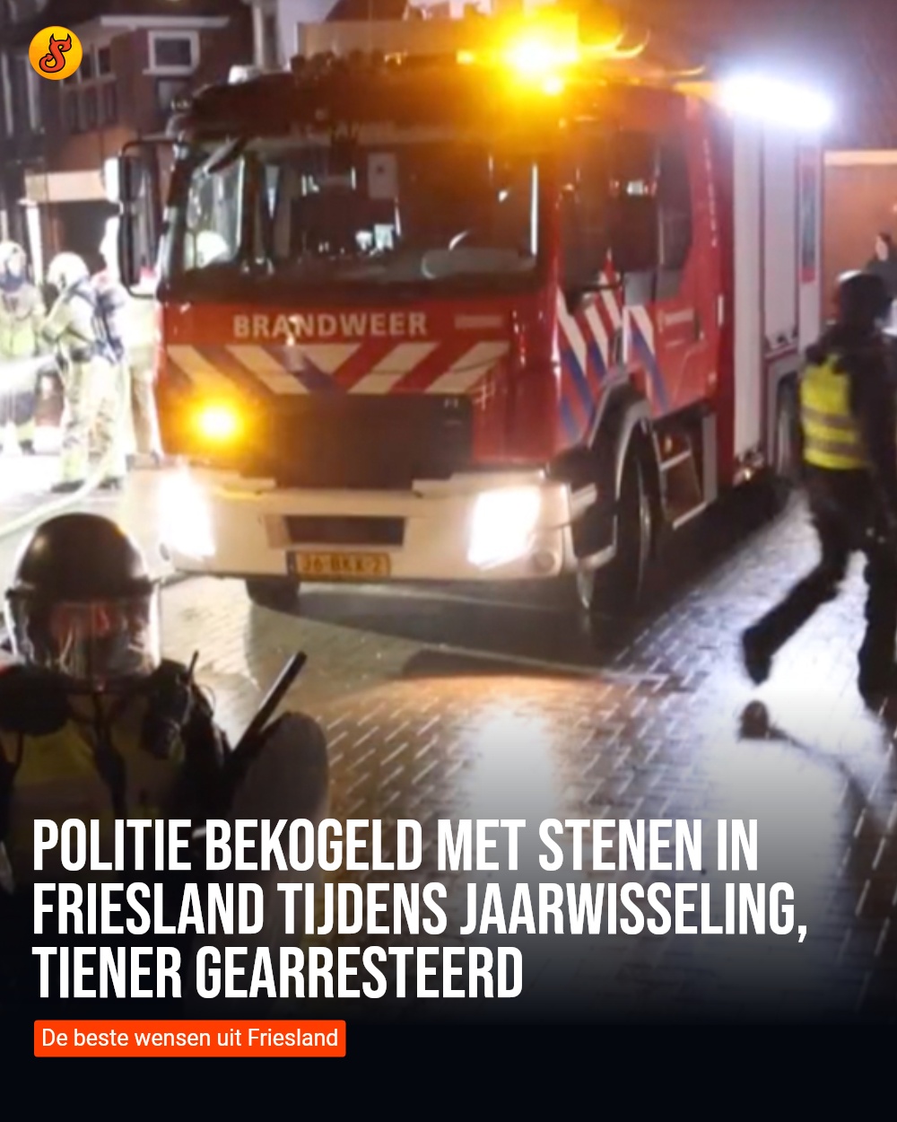 Politie bekogeld met stenen in Friesland tijdens jaarwisseling, tiener gearresteerd