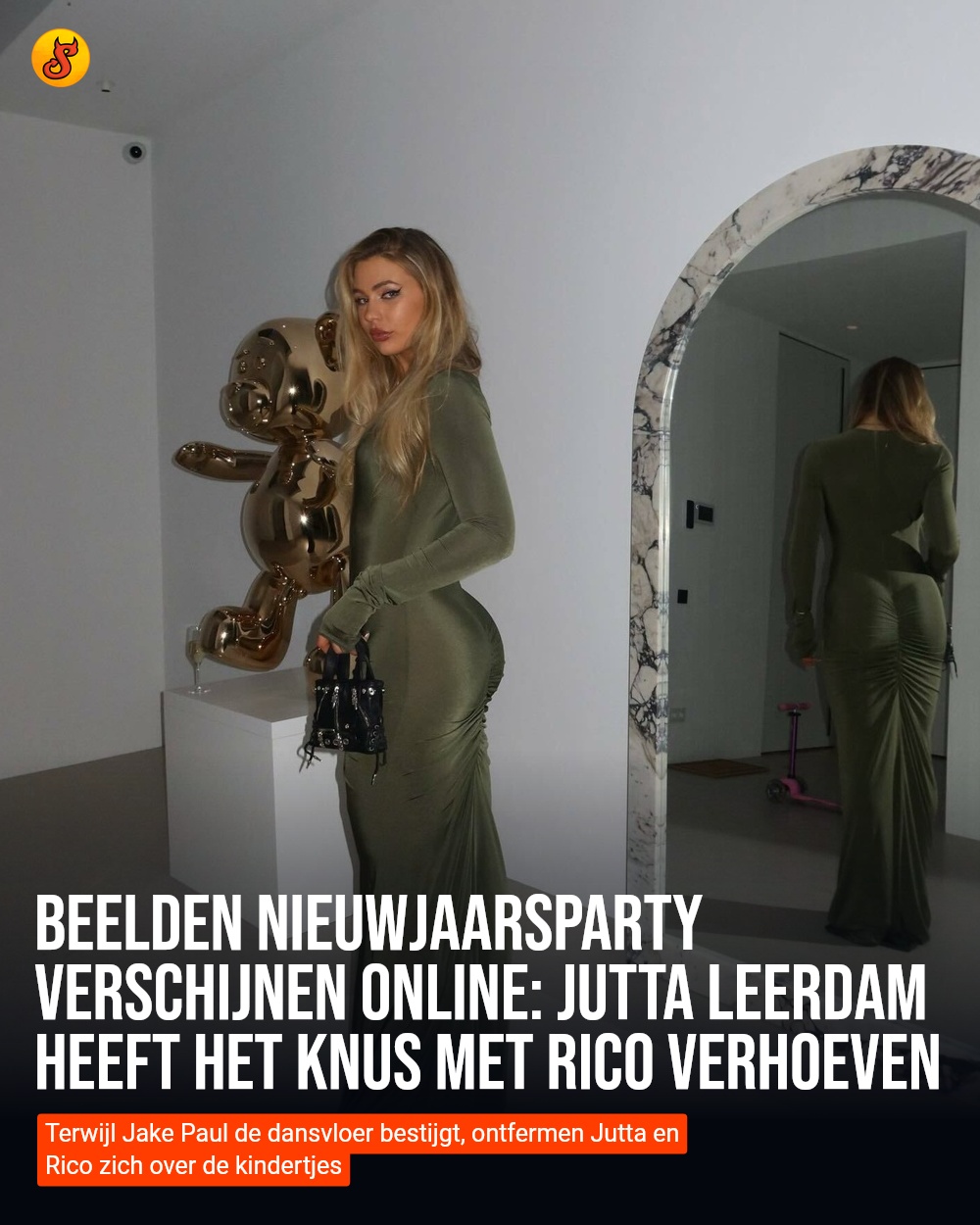 Beelden nieuwjaarsparty verschijnen online: Jutta Leerdam heeft het knus met Rico Verhoeven