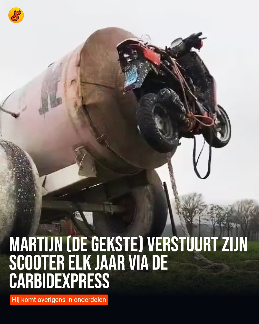 Martijn (de gekste) verstuurt zijn scooter elk jaar via de carbidexpress