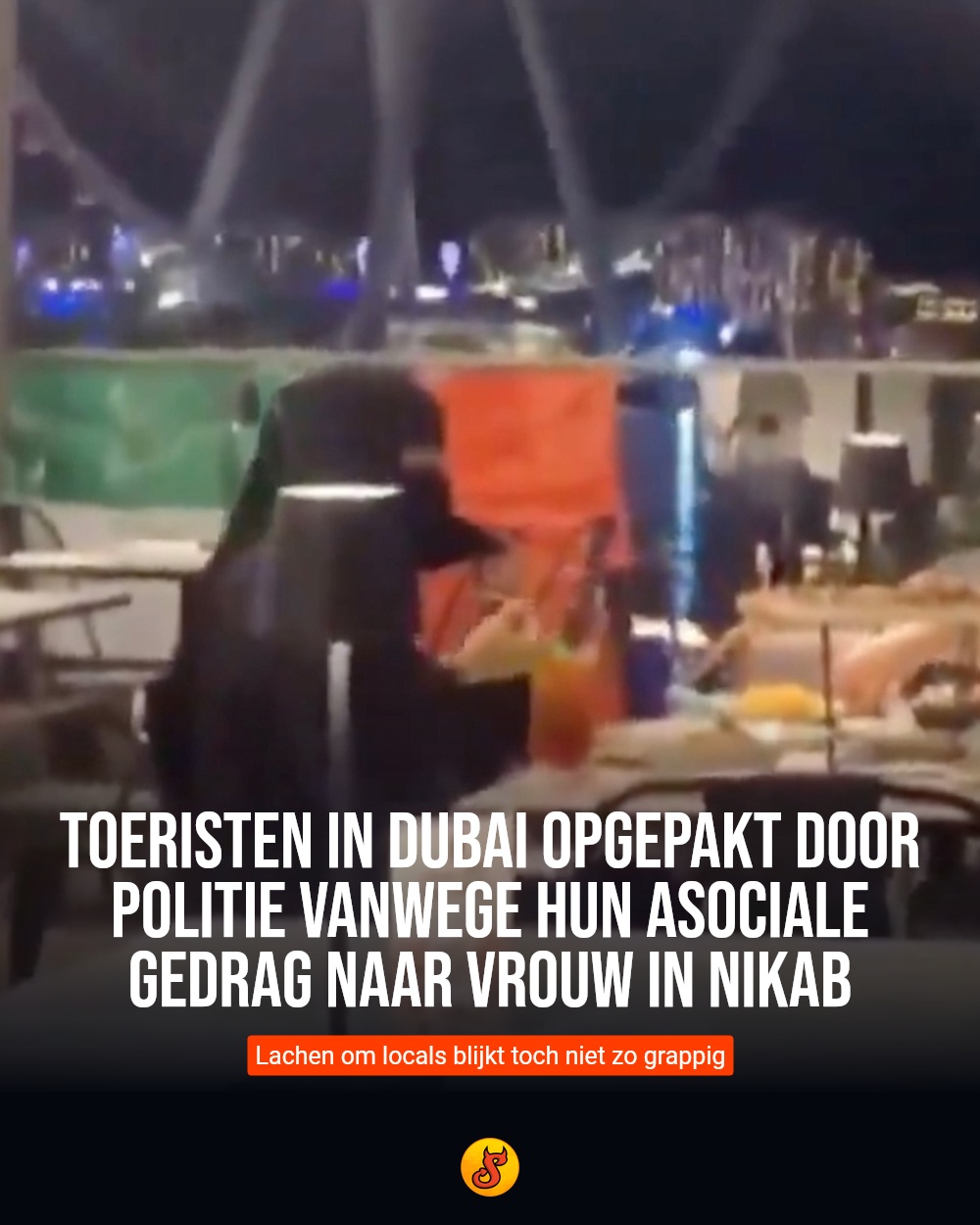 Toeristen in Dubai opgepakt door politie vanwege hun asociale gedrag naar vrouw in nikab
